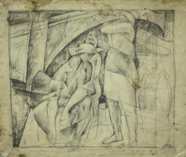Самохвалов А.Н. Рисунок к композиции «На берегу». 1920-е Самохвалов А.Н. Рисунок к композиции «На берегу». 1920-е